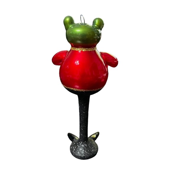 Scottish Christmas Frog in Tuxedo with Trumpet Glass Christmas Ornament Decor 6" - Picture 3 of 15